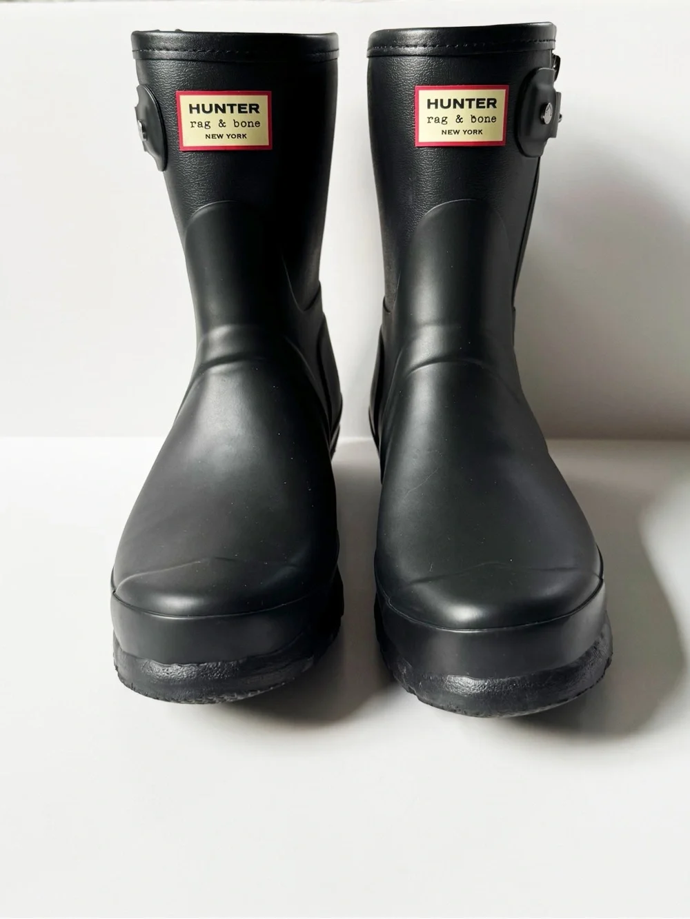 Hunter x Rag & Bone Black Matte Short Wellies | 7